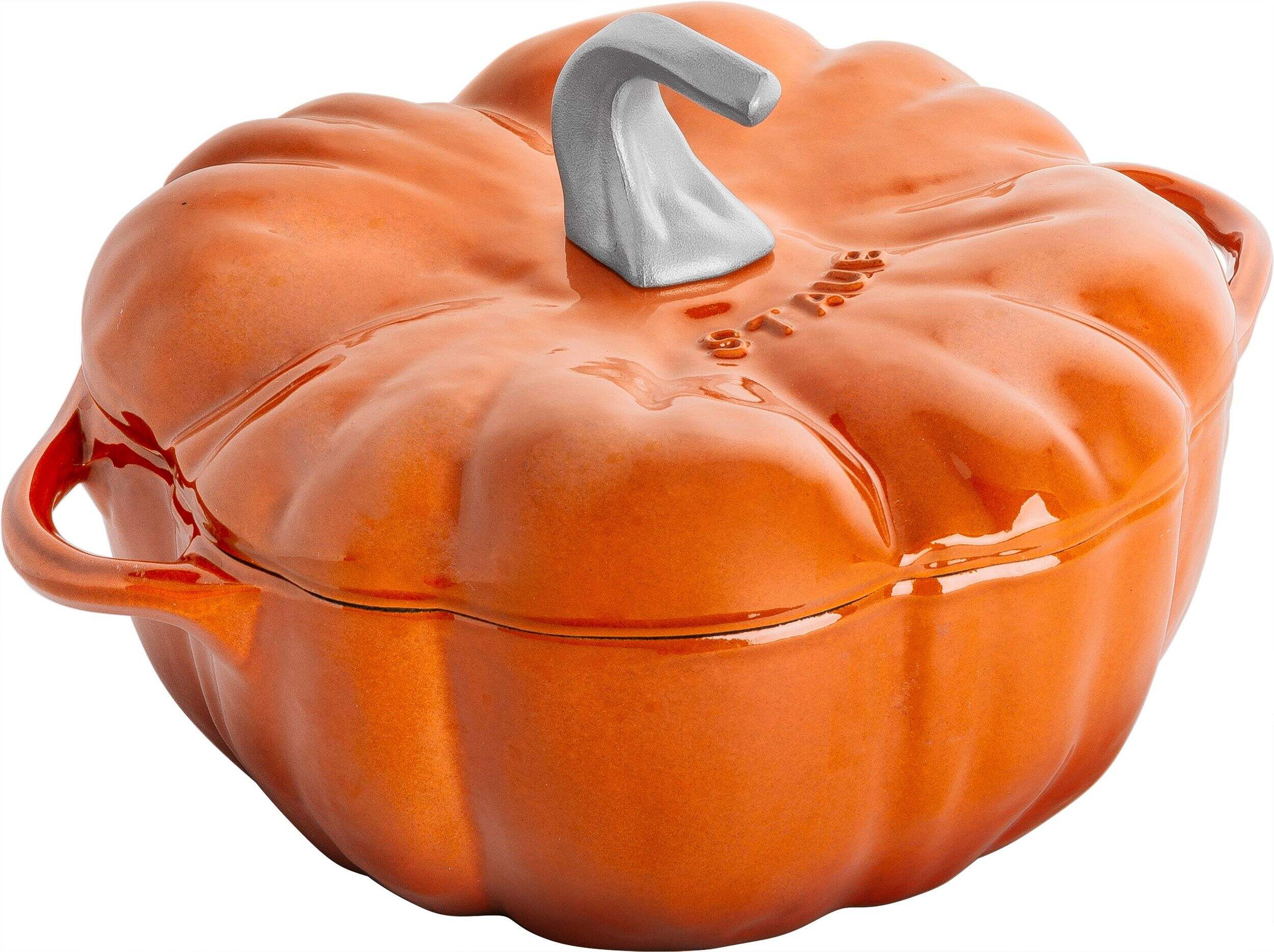 STAUB 3.5-qt Cinnamon-Coloured Cast Iron Pumpkin Cocotte Front_Angled_Right