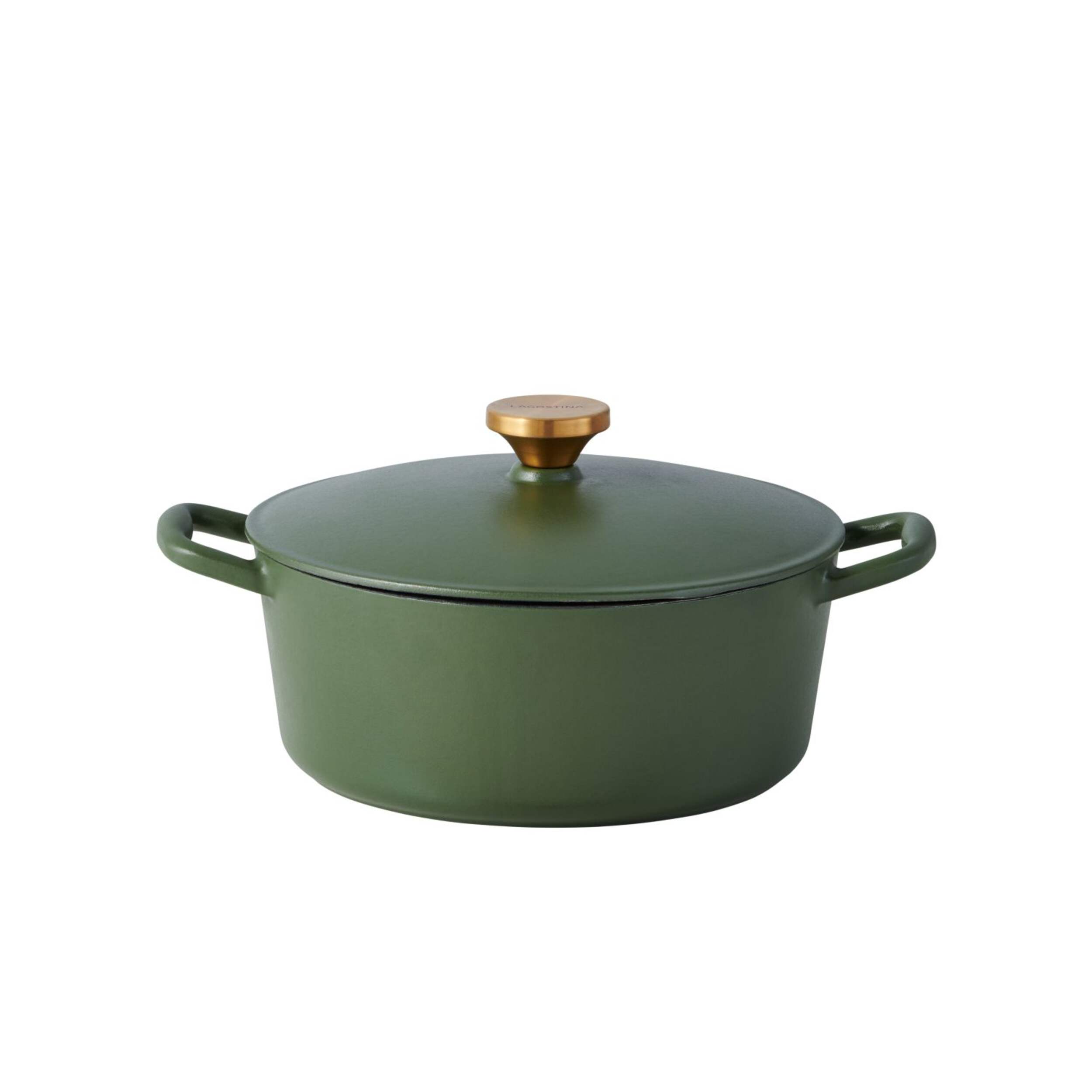 Lagostina Tuscan Enamel Cast Iron Dutch Oven, Deep Olive, 4-qt Front_Elevated