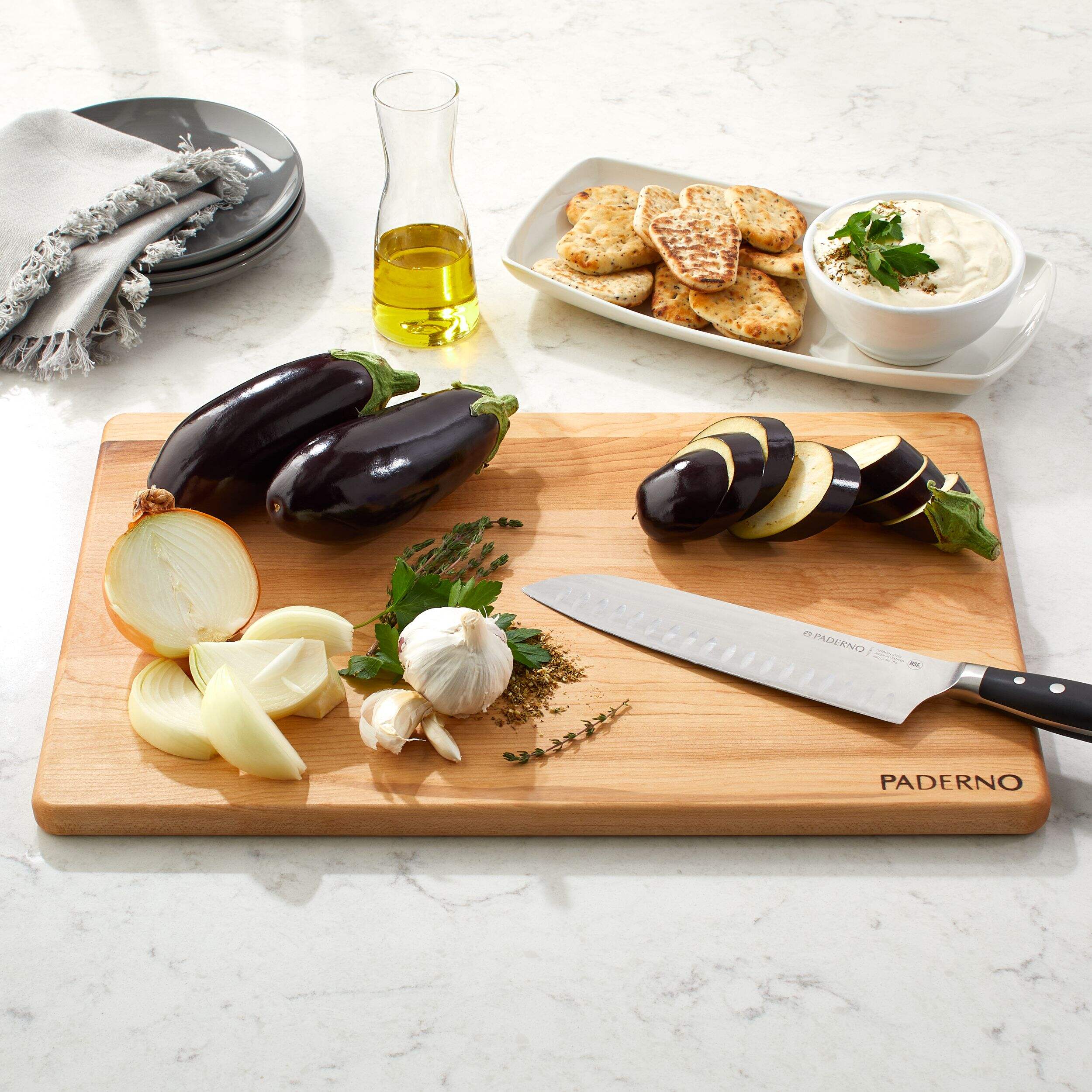 PADERNO Maple Hardwood Cutting Board, Grip Handles, 12in x 16in