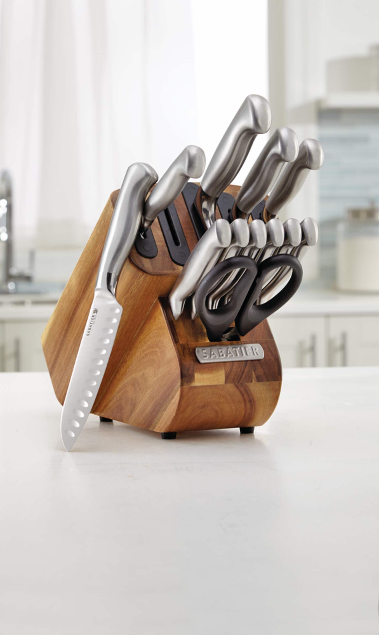 Sabatier Stainless Steel Knife Block Set with Edgekeeper, 13pc