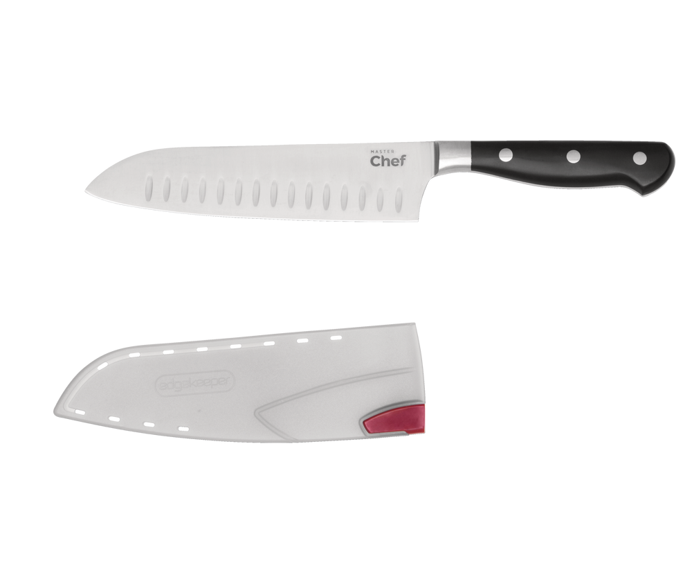 MASTER Chef Edgekeeper Stainless Steel Santoku Knife with Sharpening Sheath, 7in Canadian Tire