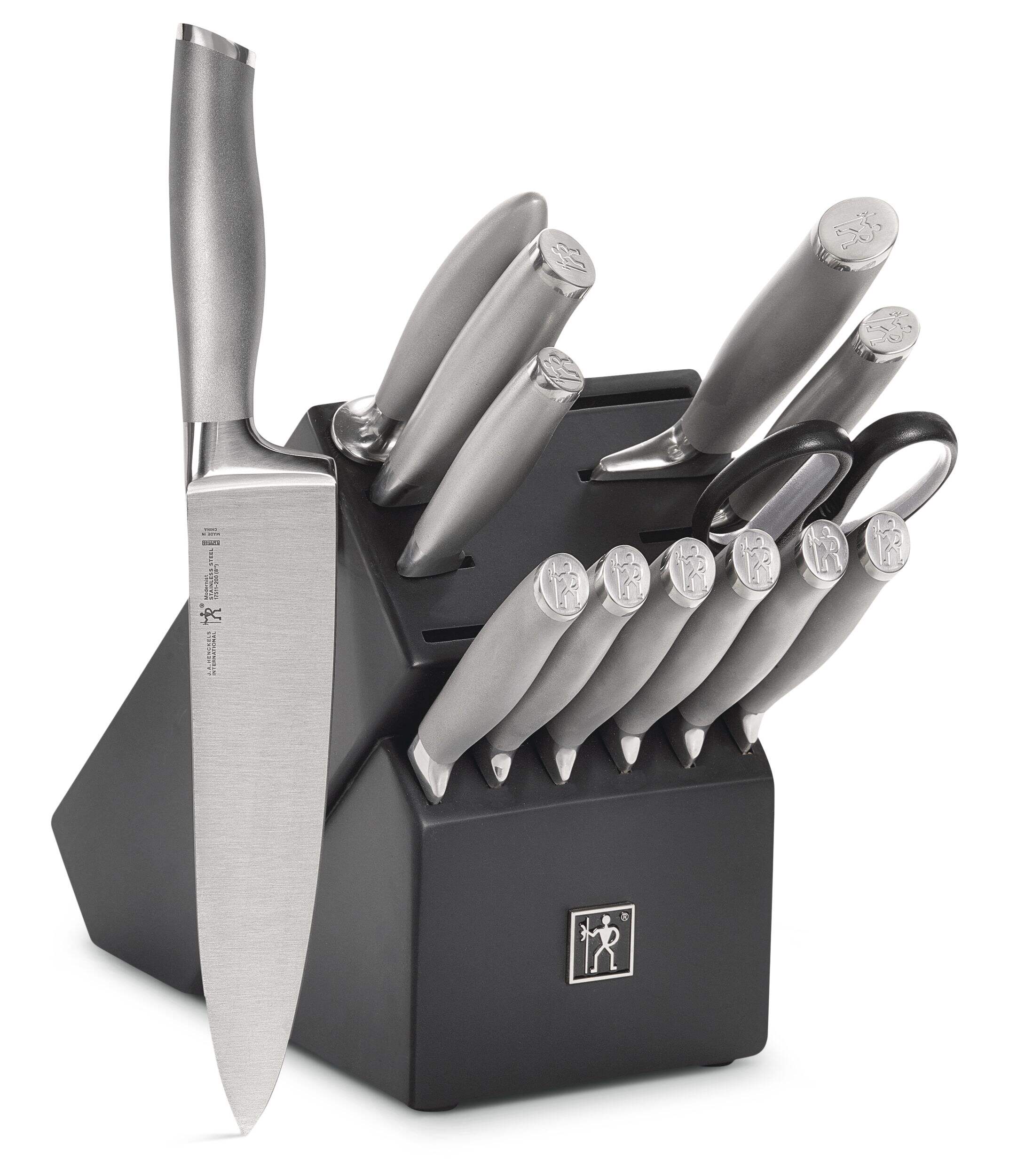 Henckels Stainless Steel Modernist Knife Block Set, Ergonomic Grip, 14