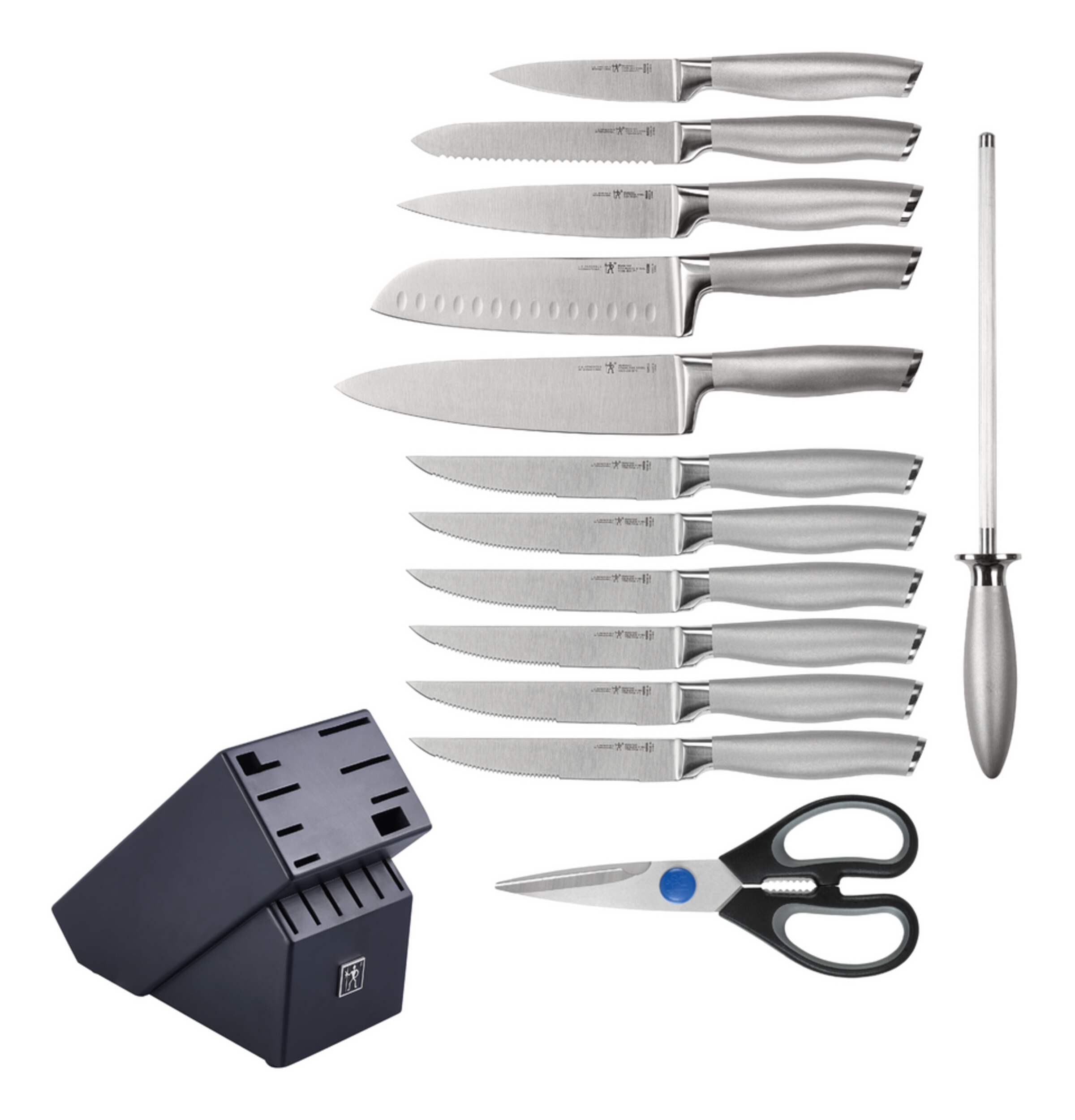 Henckels Stainless Steel Modernist Knife Block Set, Ergonomic Grip, 14
