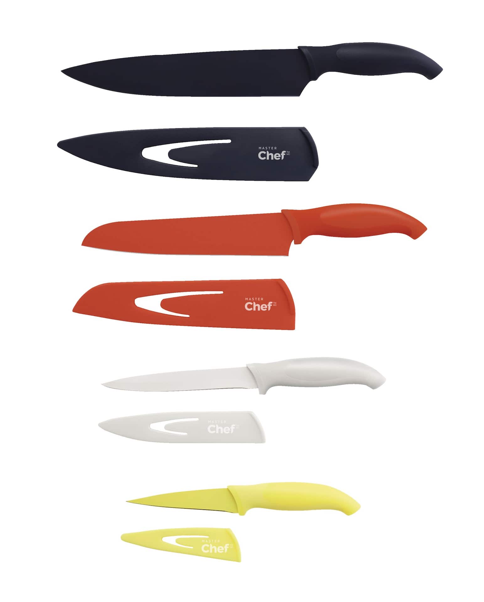 MASTER Chef Stainless Steel Knife Set with Sheaths, Dishwasher Safe, 4-pc