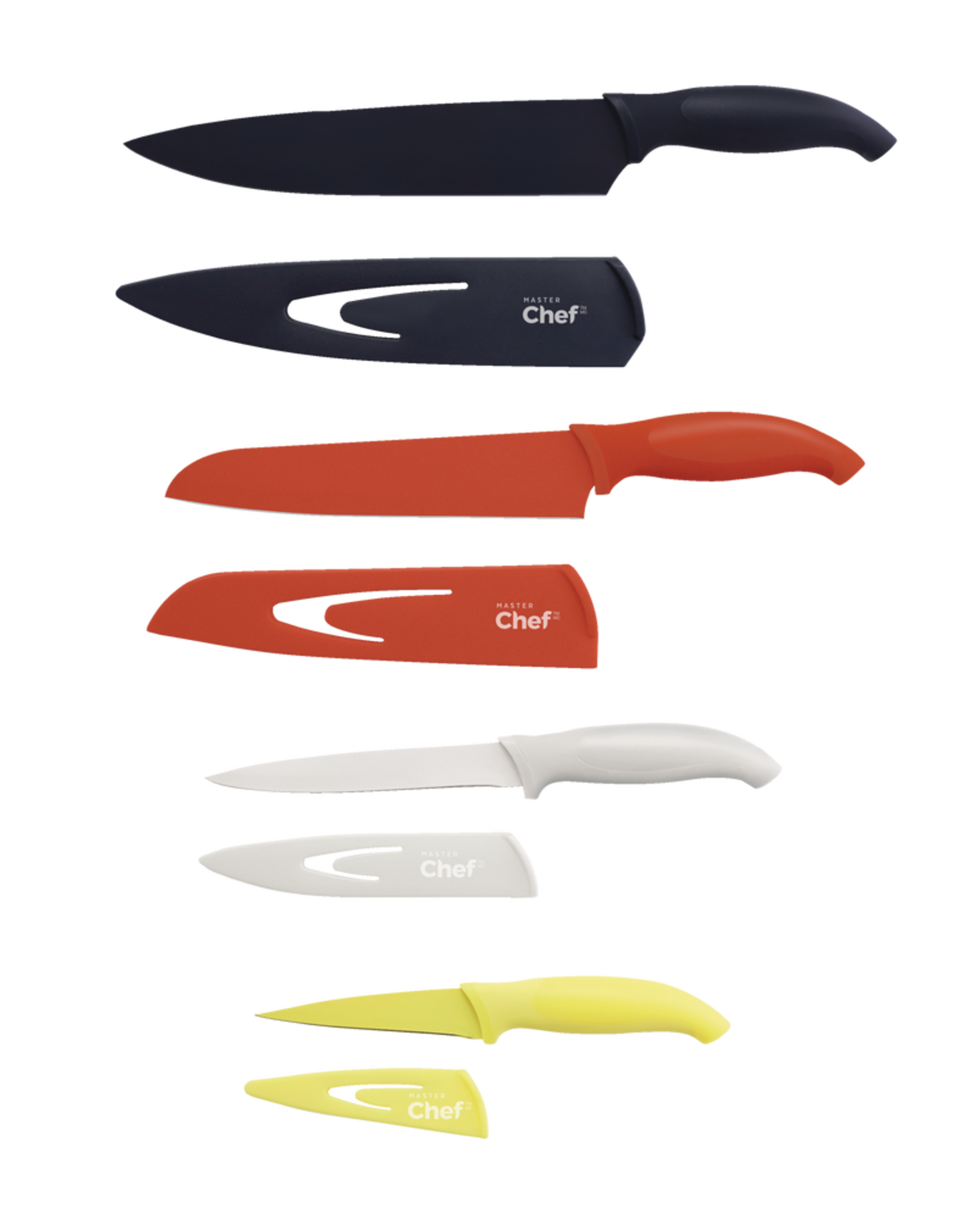 MASTER Chef Stainless Steel Knife Set with Sheaths, Dishwasher Safe, 4-pc Front_Flat