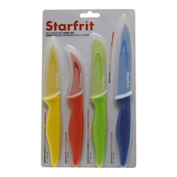 Starfrit Stainless Steel Multi-Purpose Knife Set with Sheaths, Non-Stick Blade, 4-pc Front_Flat