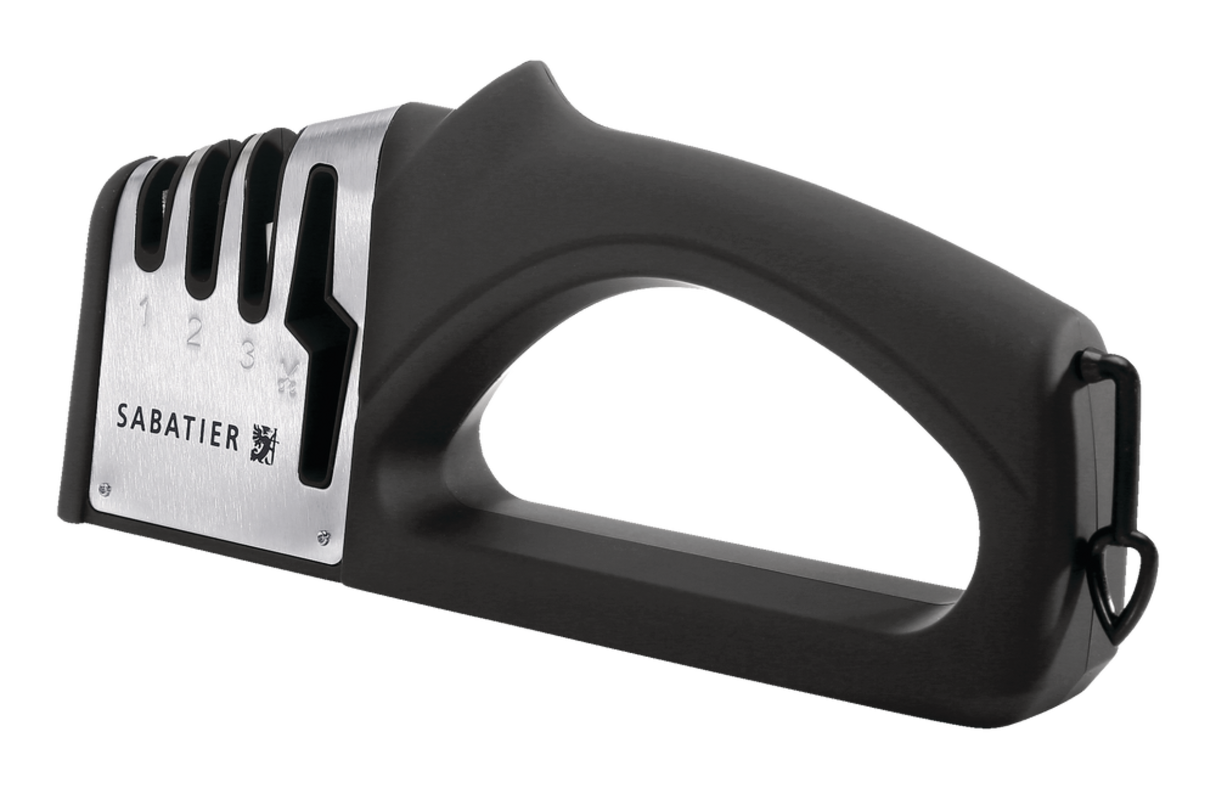 Sabatier Manual 4-in-1 Knife & Scissor Sharpener, Includes Ceramic Shear Sharpener Front_Angled_Left