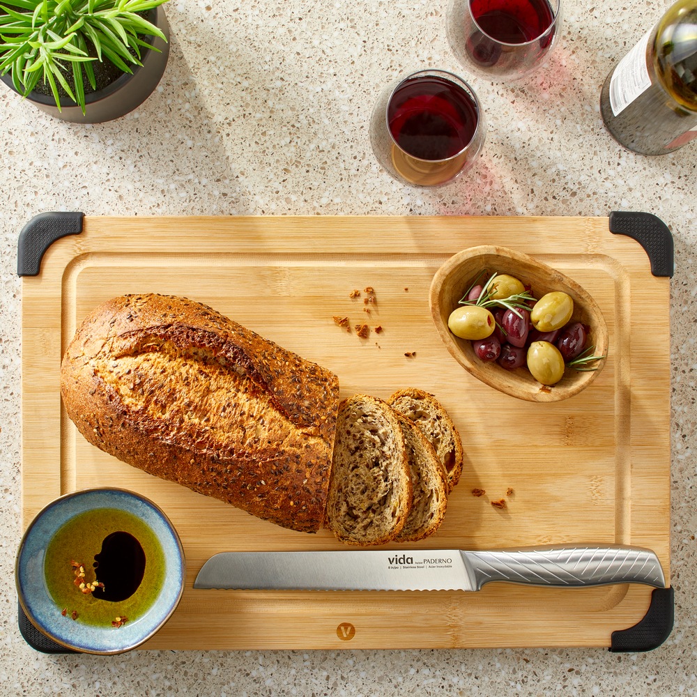 Vida by Paderno Bamboo Cutting Board, NonSlip, 12in x 18in