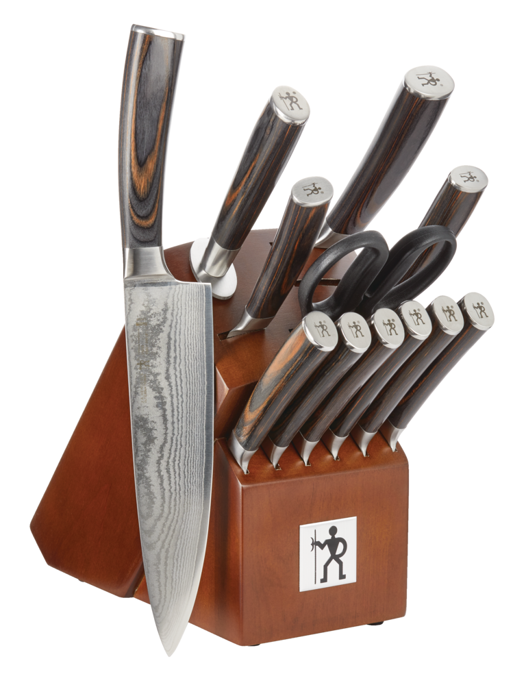 damascus knife block set