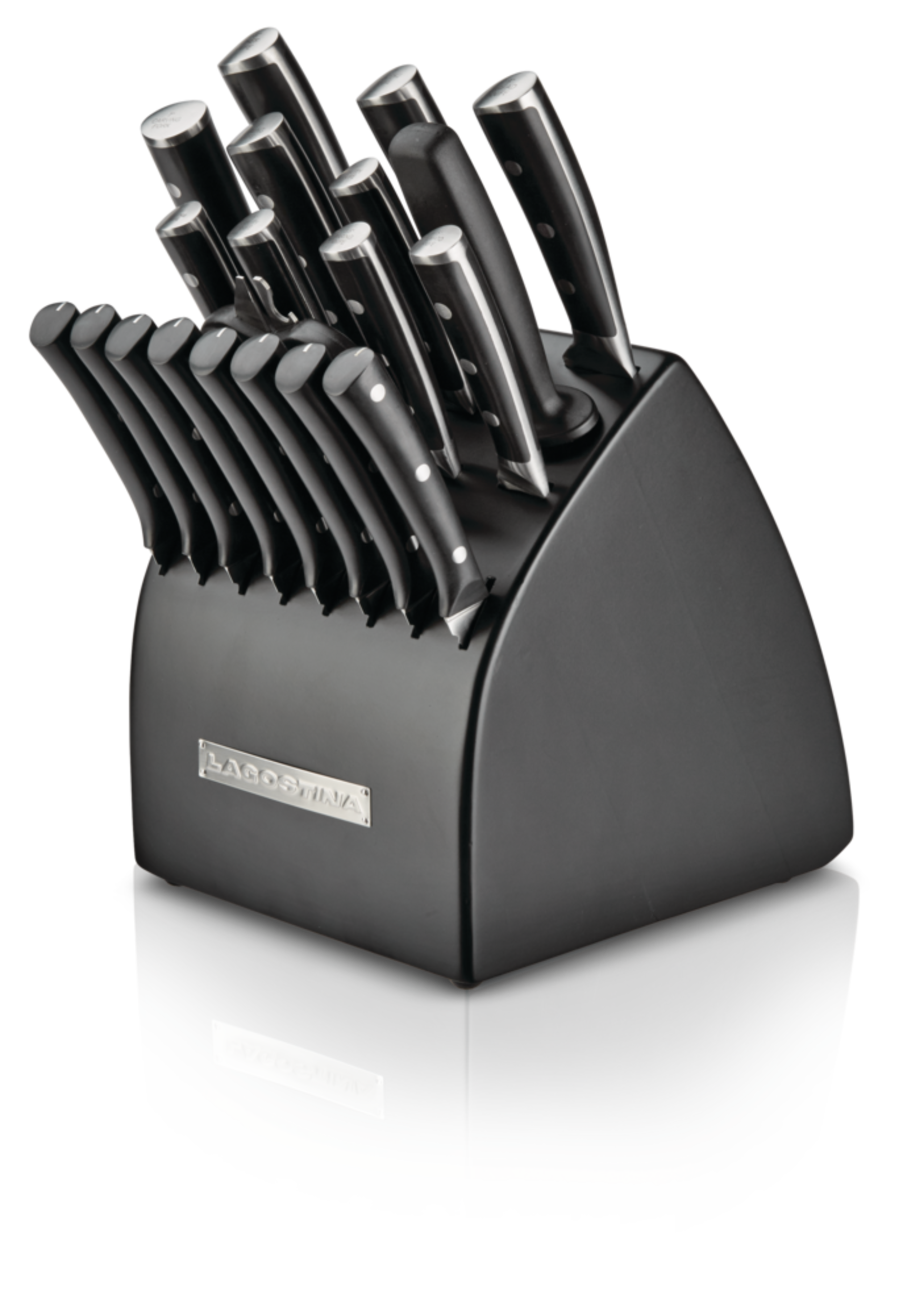 Lagostina German Steel Knife Set, 21-pc Front_Angled_Left