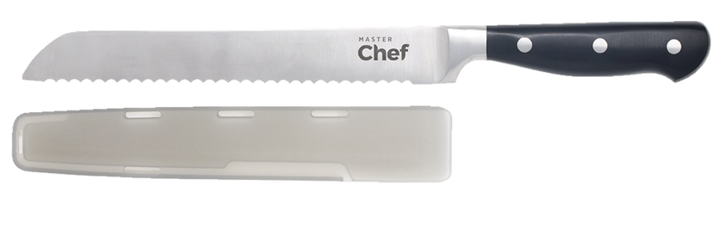 MASTER Chef Stainless Steel Serrated Bread Knife with Sheath, 8in
