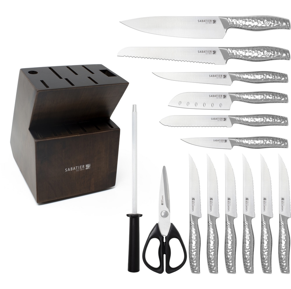 Sabatier Stainless Steel Hammered Knife Block Set, 15pc