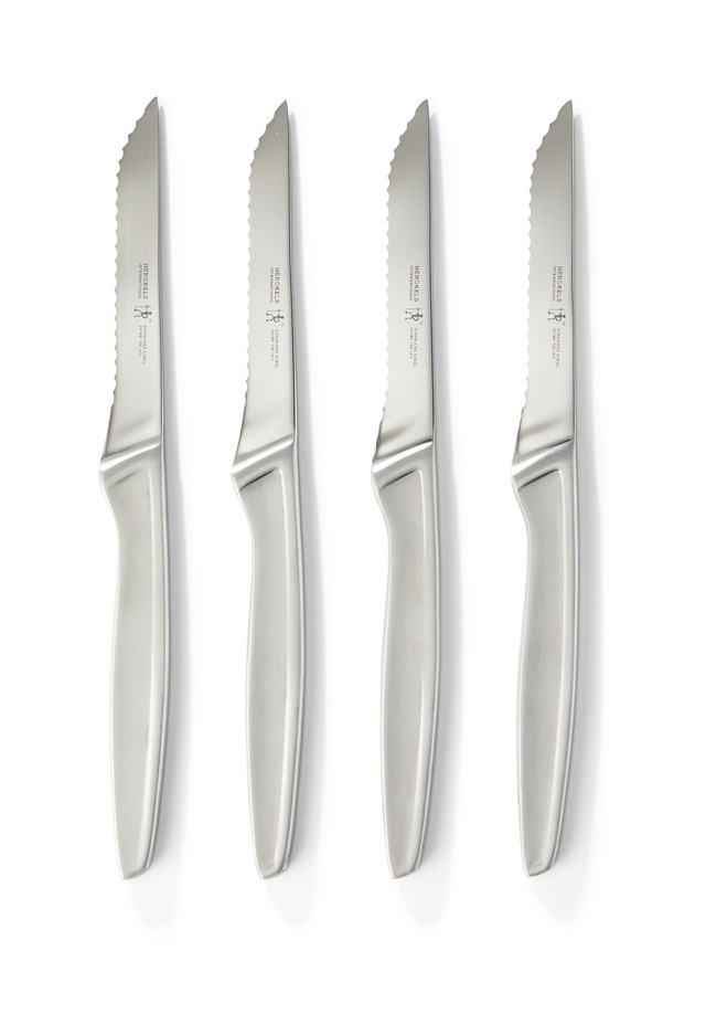 Henckels Stainless Steel Steak Knife Set, Dishwasher Safe, 4-pc Overhead_Flat