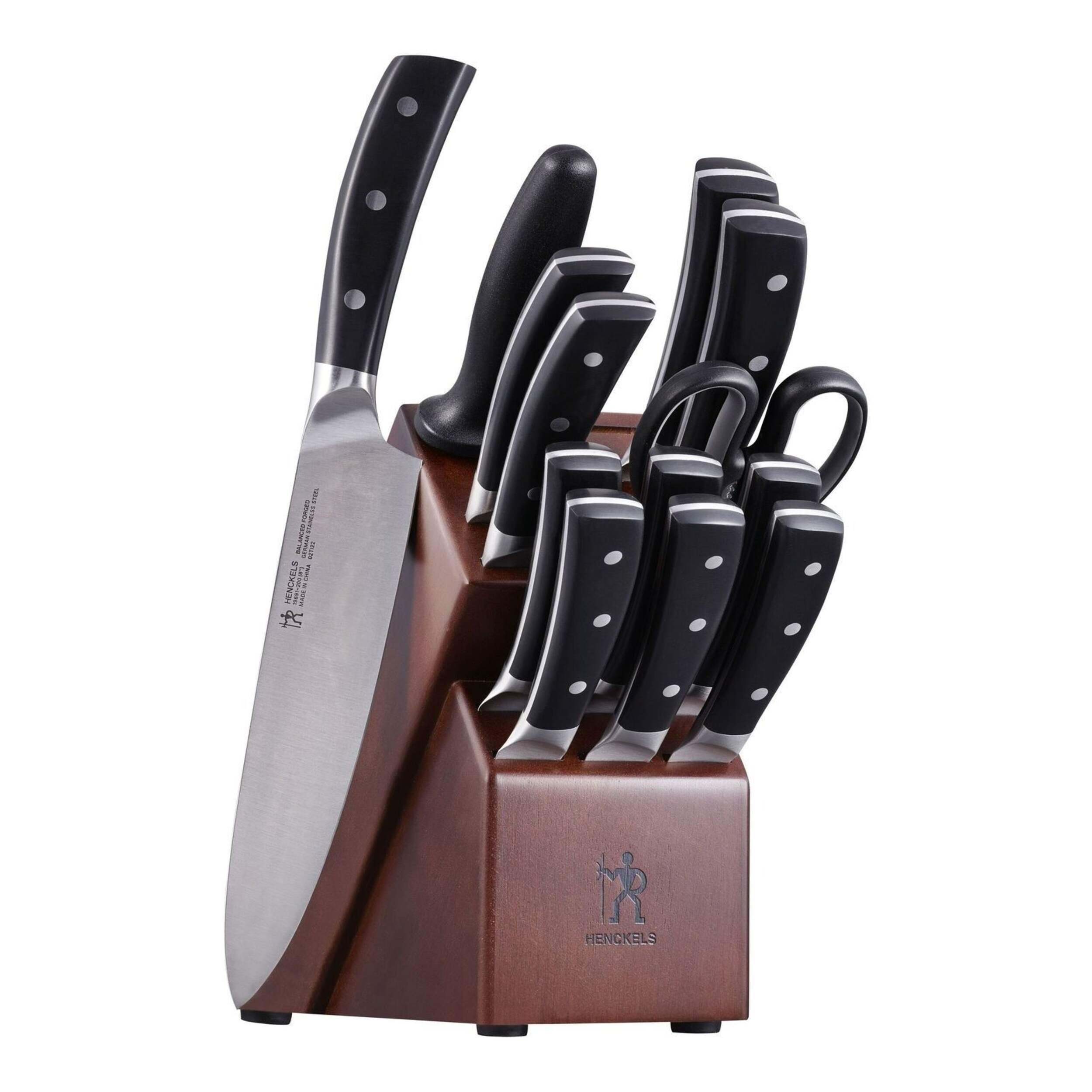 Henckels Balanced Steel Knife Block Set, Ergonomic Grip, 14pc