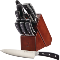 Henckels Balanced Forged Steel Knife Block Set, Ergonomic Grip, 14-pc Front_Three_Fourths_Angled_Left