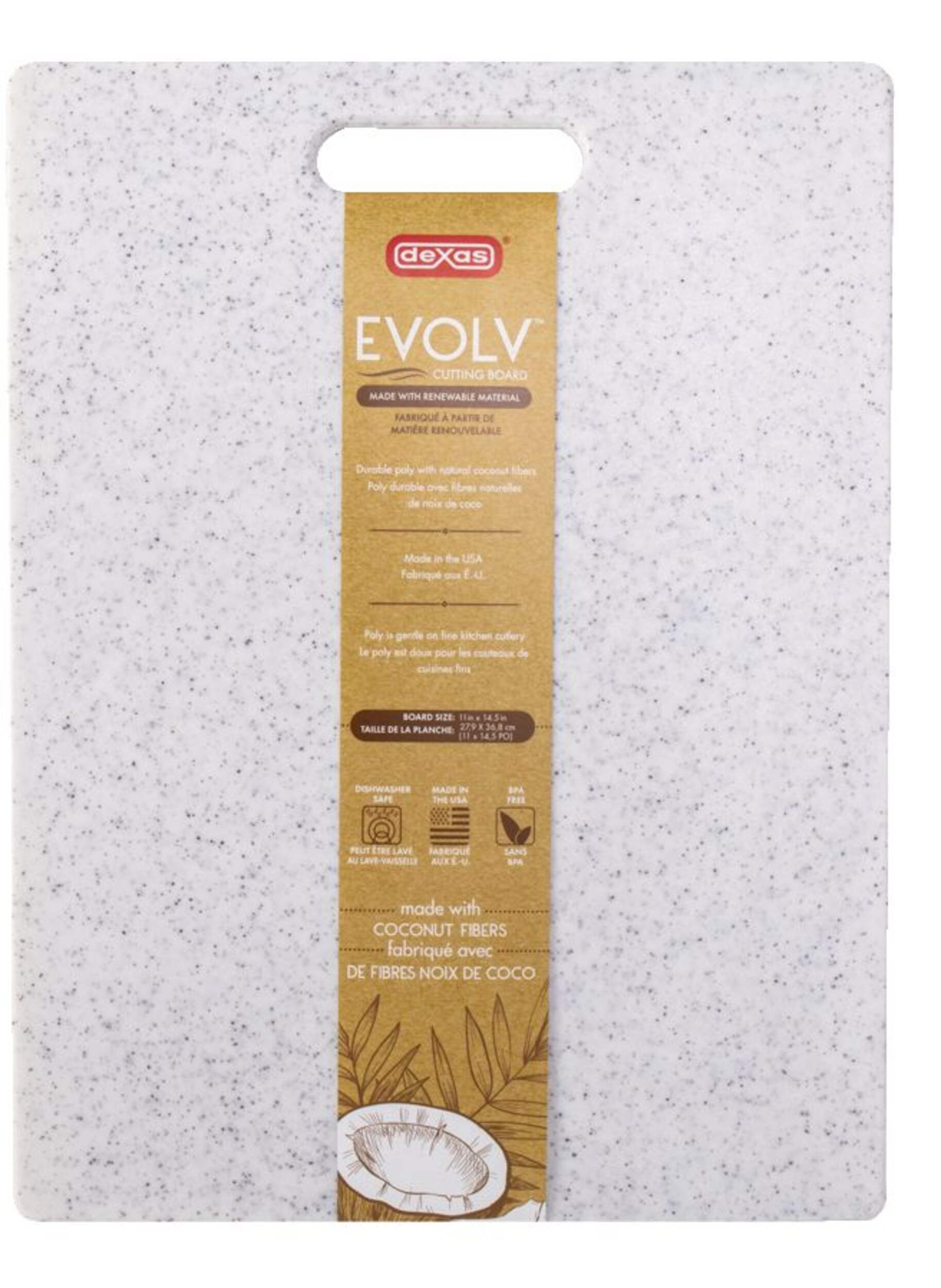 Planche à découper écologique en fibres de noix de coco Dexas, va au lave-vaisselle, 14-1/2 x 11 po Front_Flat