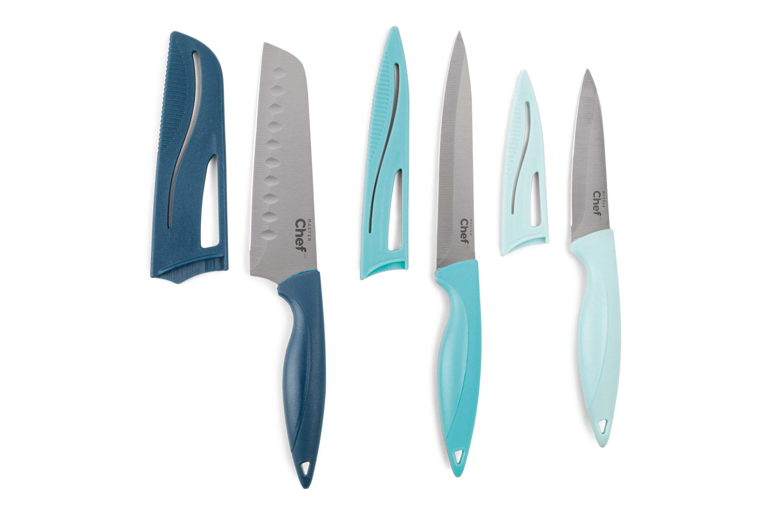 Master Chef Stainless Steel Knife Set with Sheaths, Soft-Grip, 6-pc Composite_or_Mixed