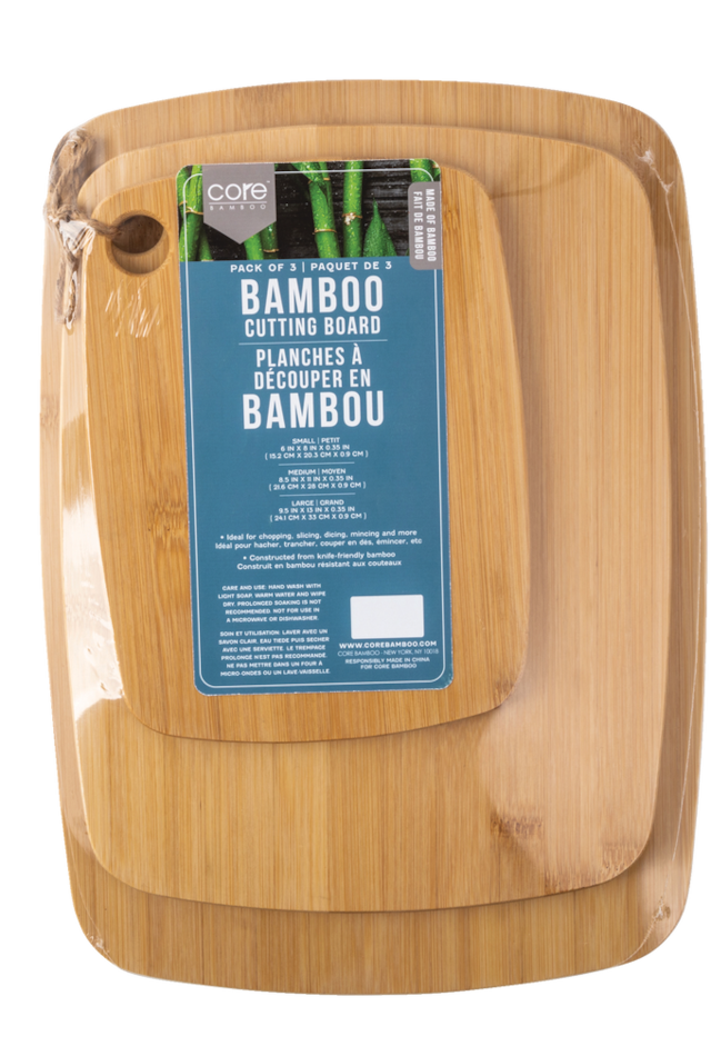 Master Chef Bamboo Cutting Board, Dishwasher Safe, Assorted Sizes, 3pk