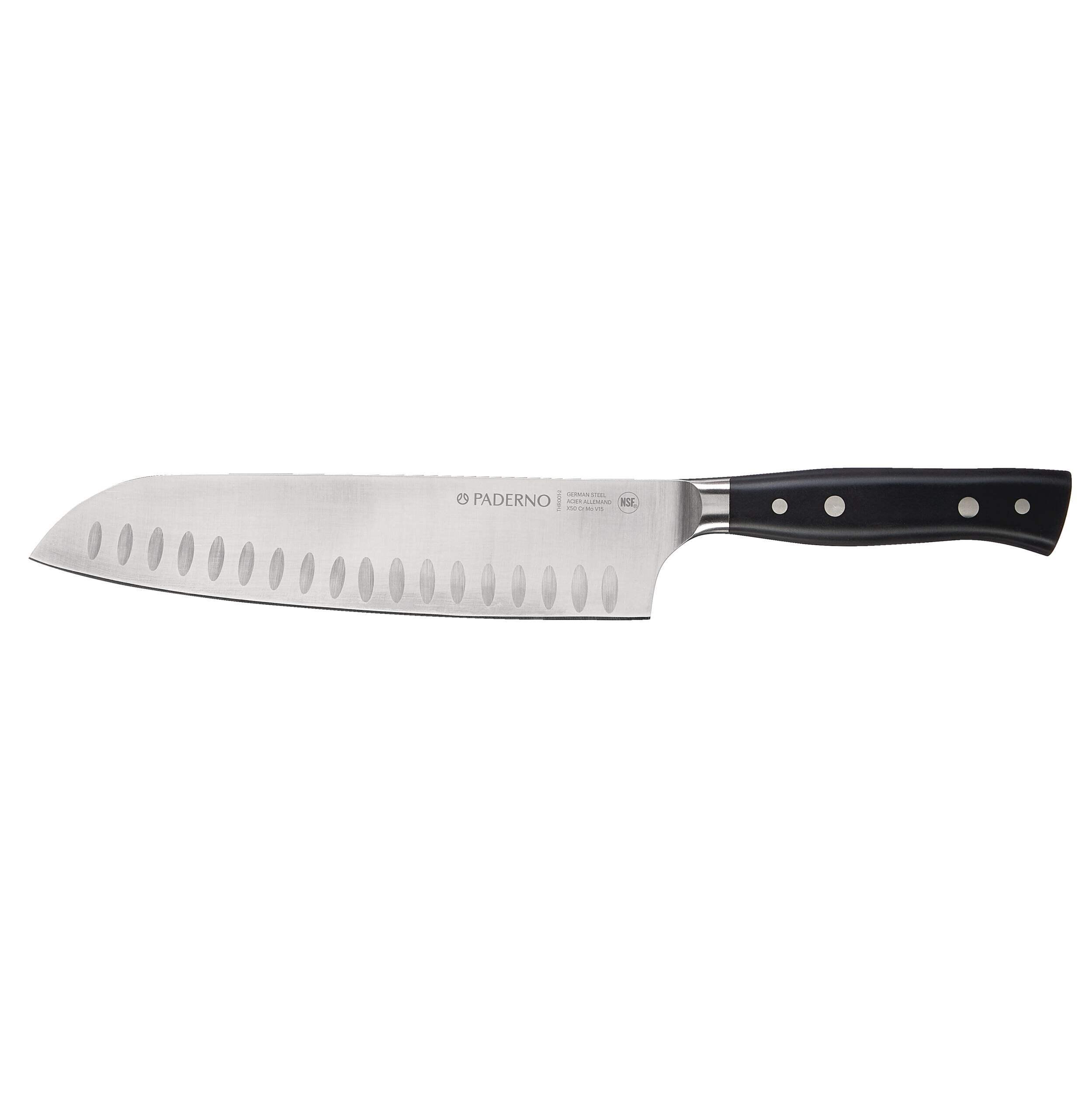 PADERNO Montgomery Stainless Steel Santoku Knife, 8-in Side_Left