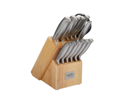 DFITO High Quality Kitchen Knife with Block Wooden 15 pcs