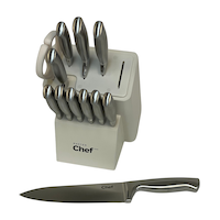 Master Chef Edgekeeper Knife Block Set, White, 13-pc Front_Angled_Left