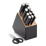 KitchenAid Triple Rivet Knife Block Set, Black, 15-pc Front_Three_Fourths_Angled_Right