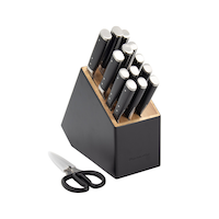 KitchenAid Triple Rivet Knife Block Set, Black, 15-pc Front_Three_Fourths_Angled_Right