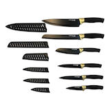 Sabatier Knife Set with Covers, Black/Gold, 12-pc Overhead_Flat
