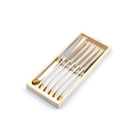 Sabatier Laguiole Steak Knife Set, White/Gold, 6-pc