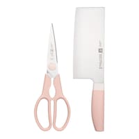 Zwilling Multi-Purpose Stainless Steel Scissors & Knife Set, Pink, 2-pc Overhead_Flat