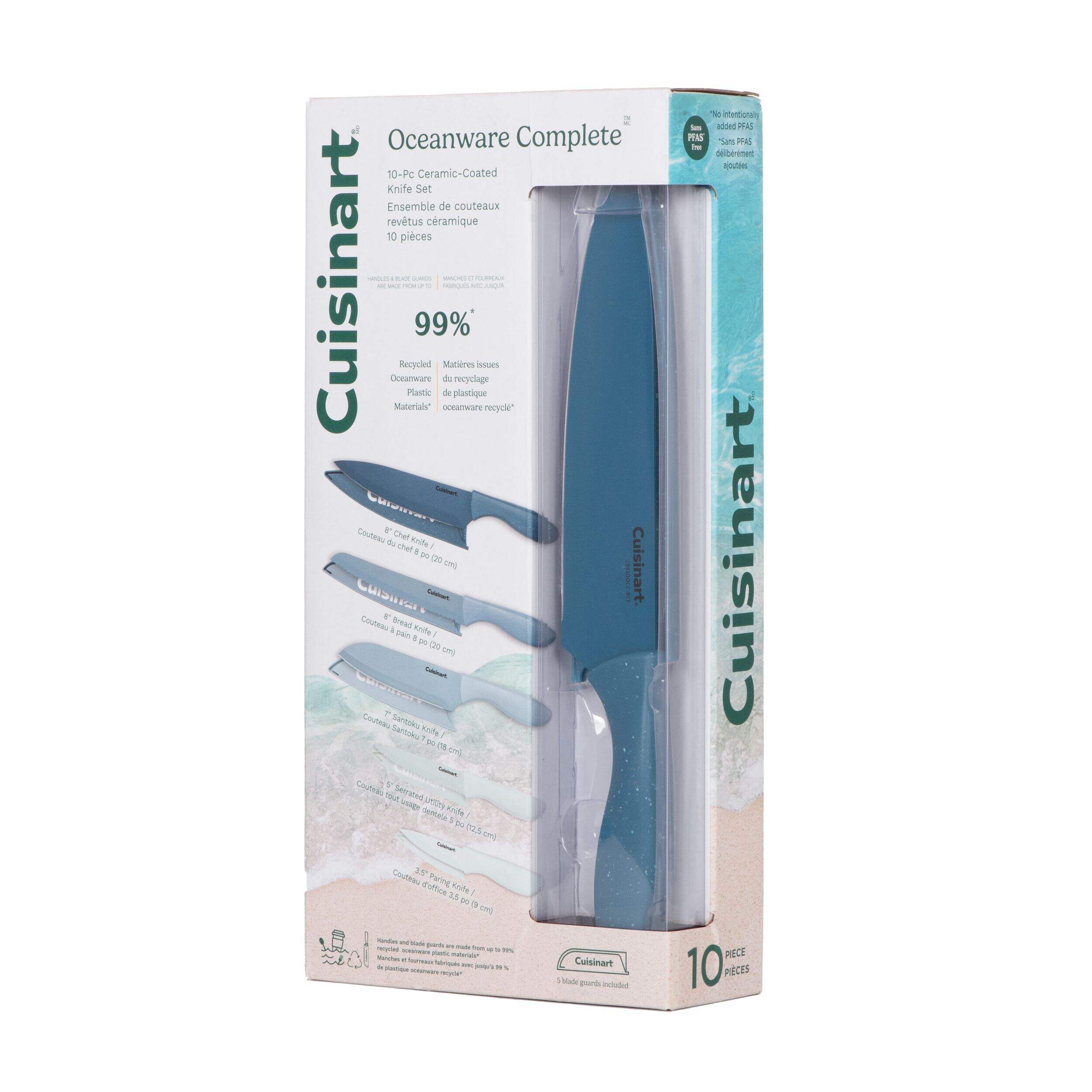 Ensemble de couteaux antiadhésifs Cuisinart Oceanware, 10 pièces Front_Angled_Left