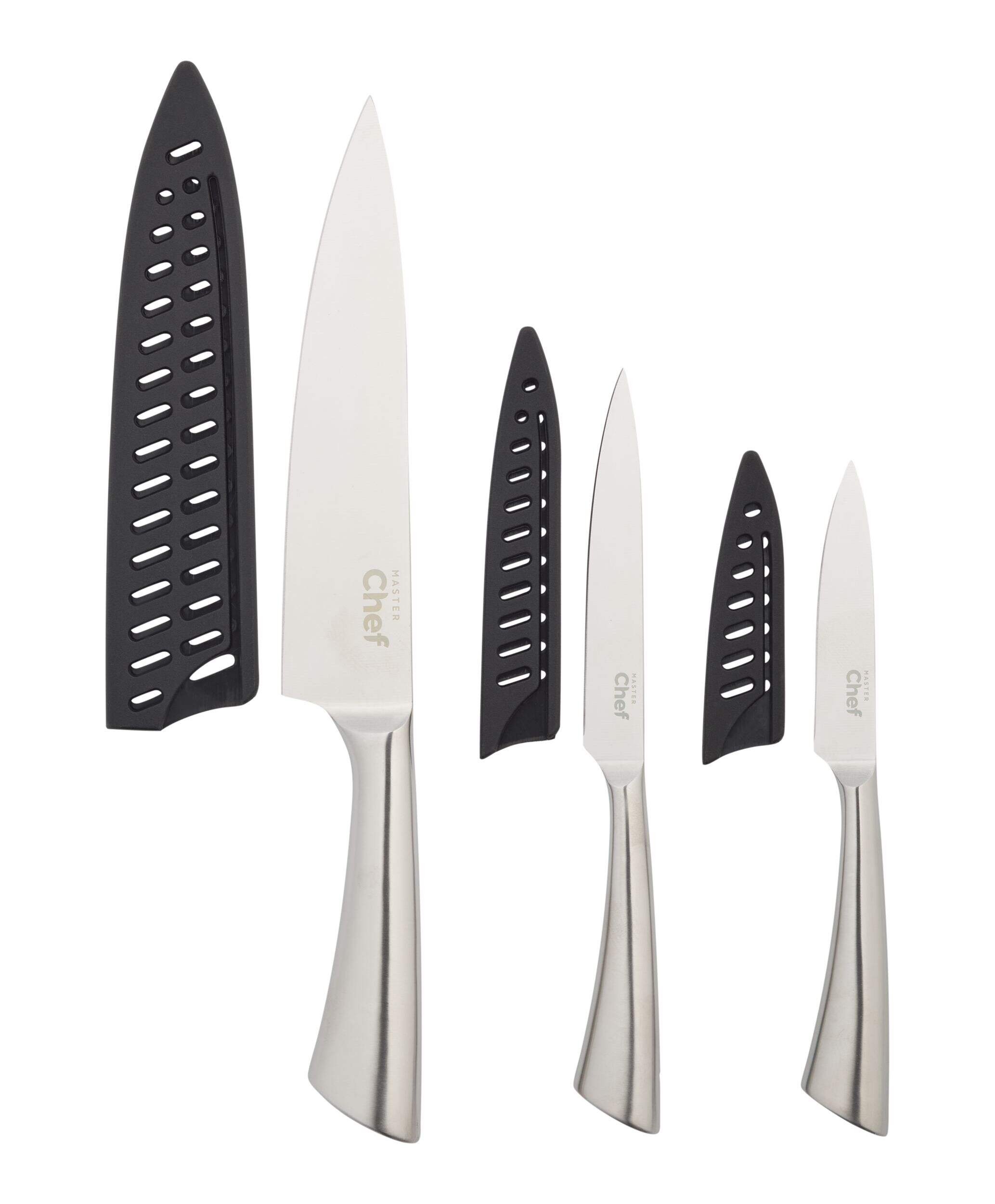 Master Chef Knife Set with Hollow Stainless Steel Handle, 3-pc Front_Flat