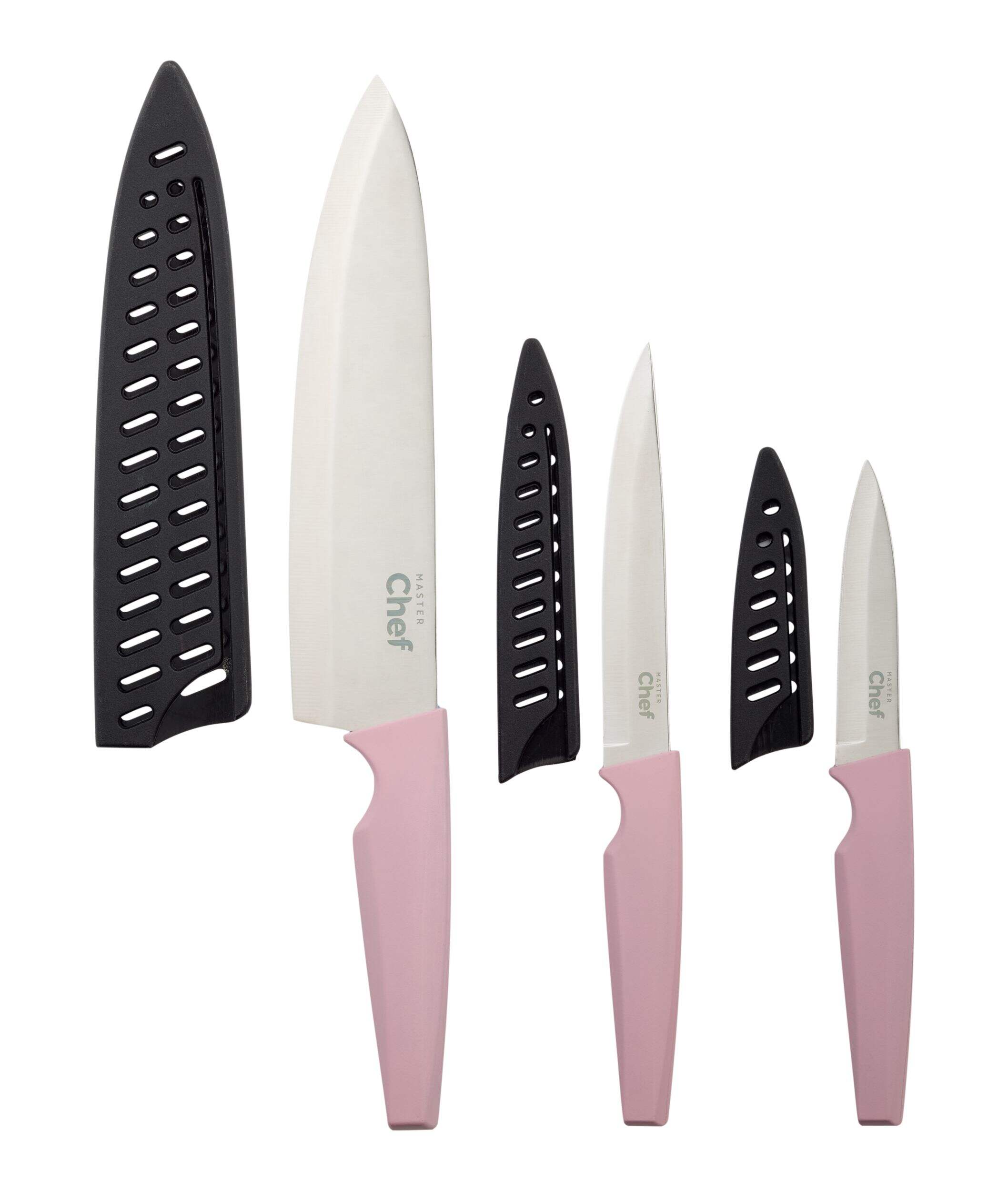 Master Chef Knife Set with Colour Soft Touch Handle, 3-pc Front_Flat