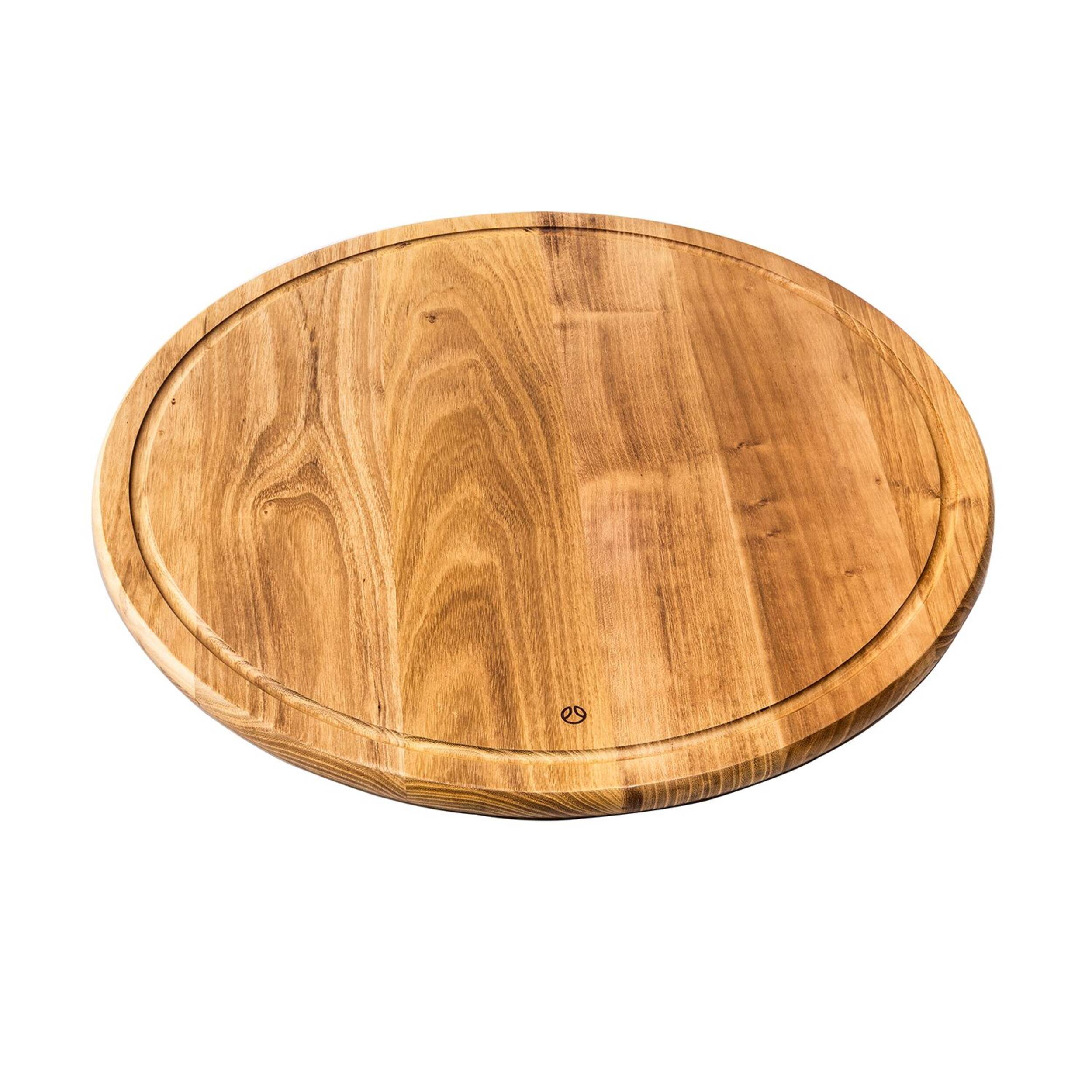 Paderno Heavy-Duty Wooden Cutting Board with Round Teak Overhead_Plunge