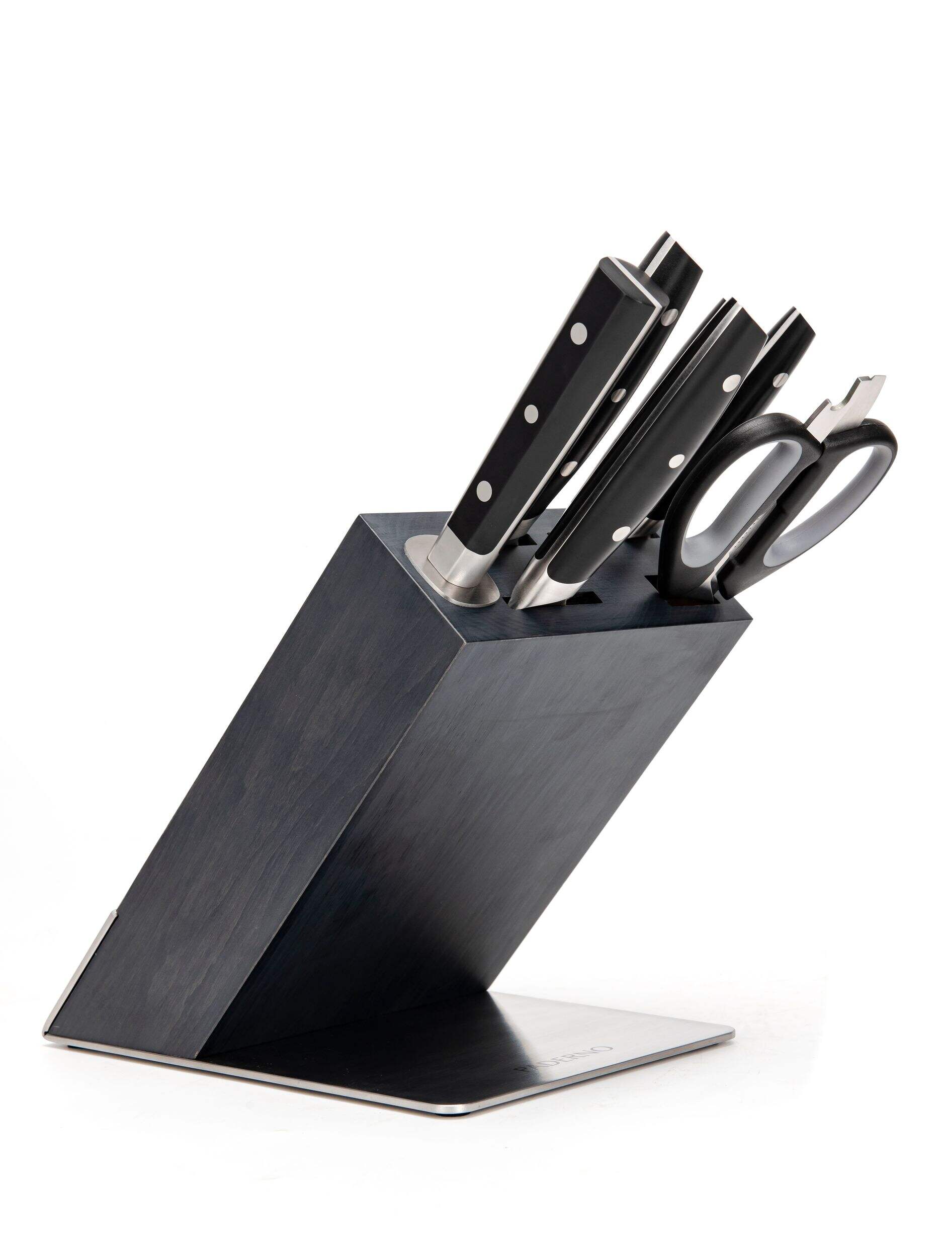 Paderno Fully Forged Stainless Steel Knife Block Set, 7-pc Front_Angled_Right