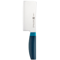 Zwilling Now Stainless Steel Knife Block Set with Blade Sharpener & Knife Block, Blue, 7-pc Front_Flat