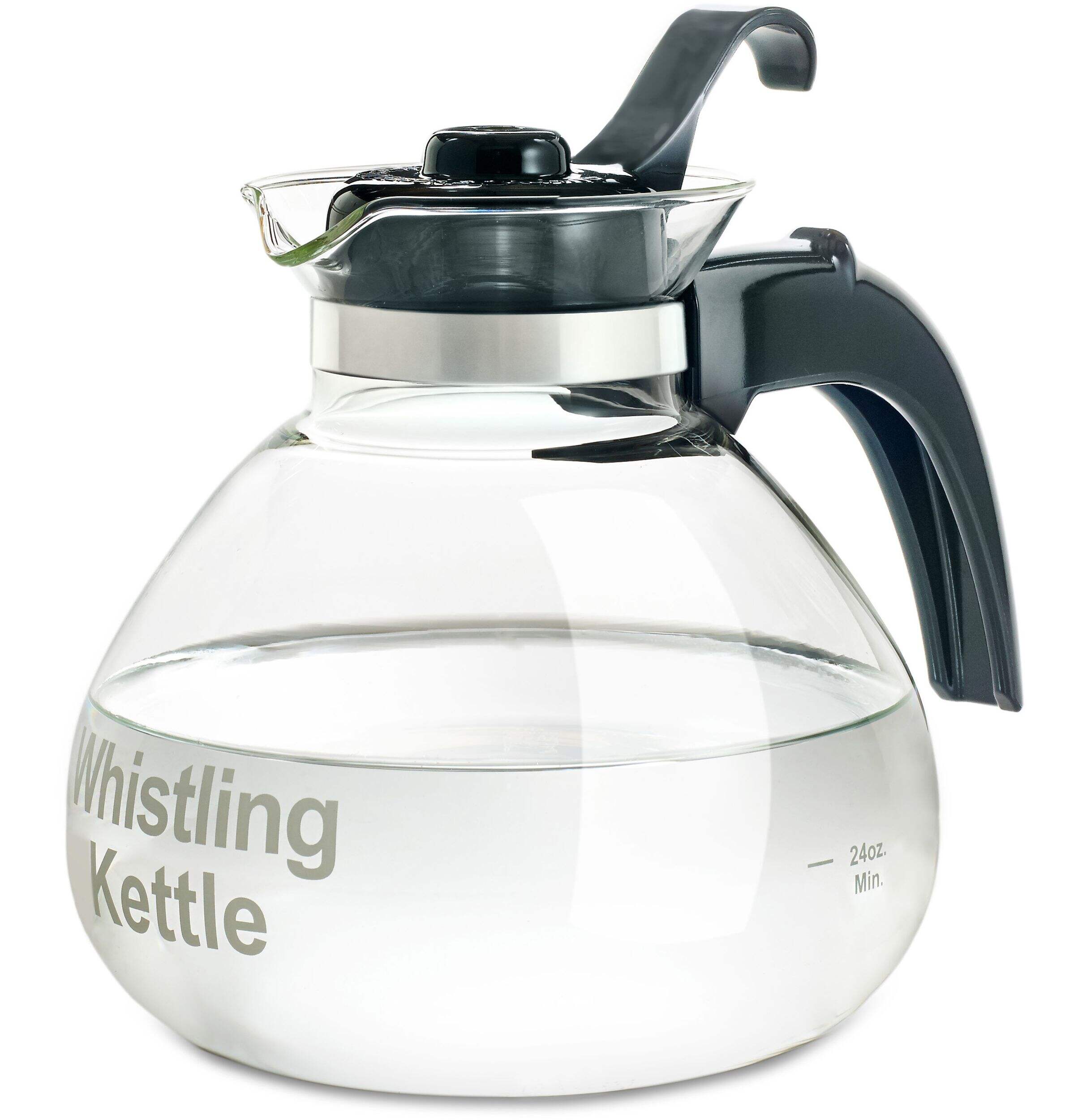 Medelco 1.4L Glass Whistling Stovetop Kettle, Dishwasher Safe Front_Angled_Left