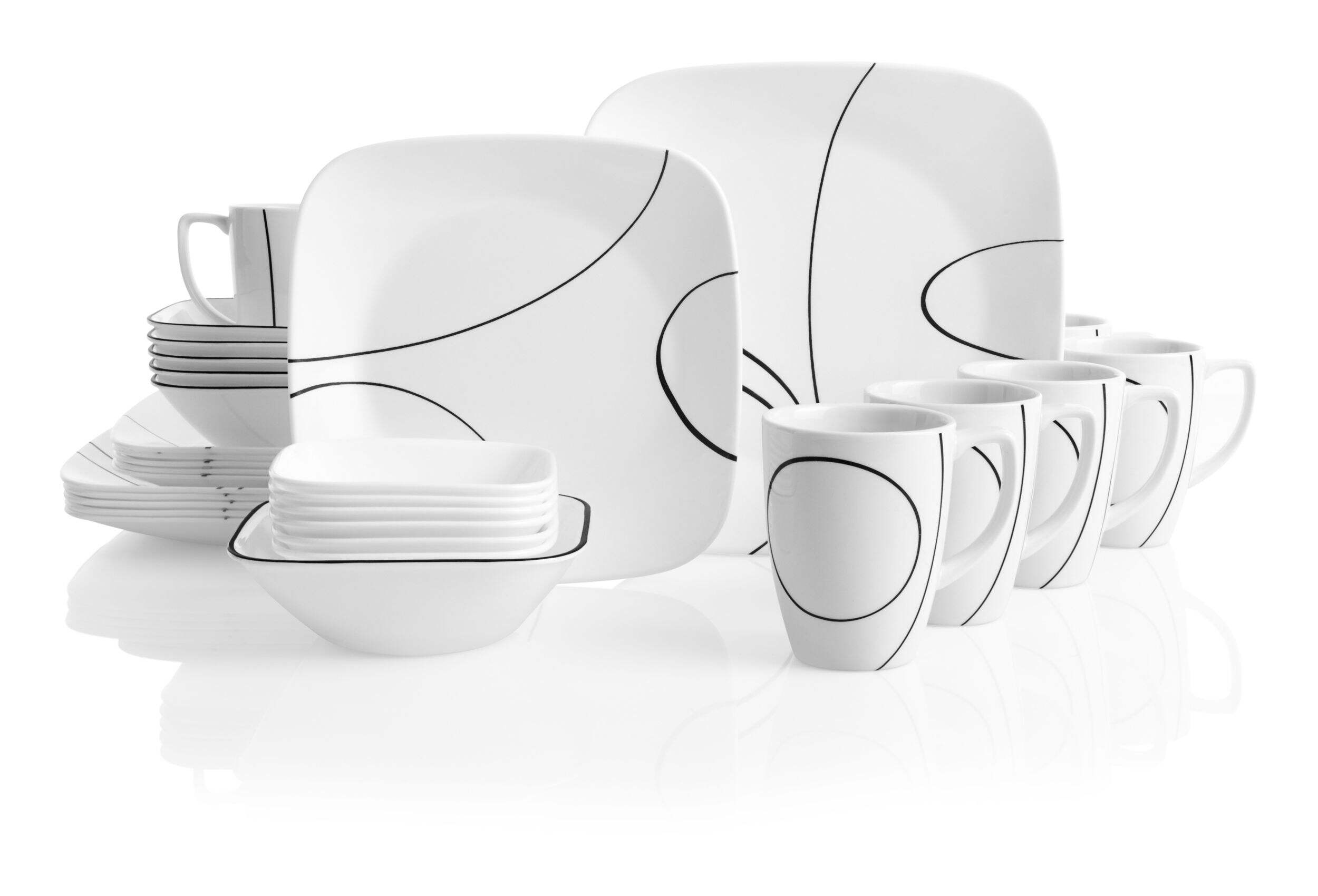 Corelle Simple Lines 16pc Glass Dinnerware Set, Chip Resistant, Serves 4, White Canadian Tire