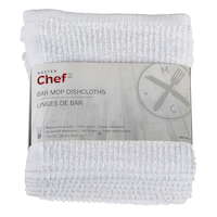 Linges de bar en coton éponge MASTER Chef réutilisables, 16 x 19 po, blanc, paq. 4