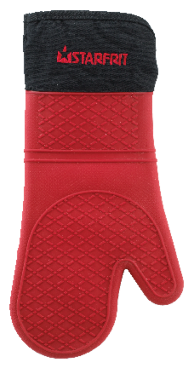 Gant de cuisine antidérapant et silicone rouge 30x18cm - Centrakor