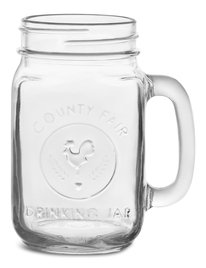 Libbey Glass Drinking Mason Jar with Handle, Dishwasher Safe, 488mL