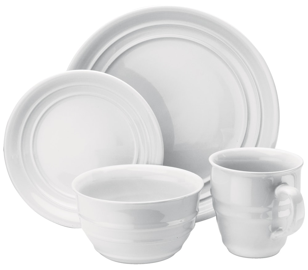 For Living Essentials White 16piece Dinnerware Set Canadian Tire