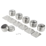 Trudeau Stainless Steel Magnetic Spice Jars with Wall Plate, 6-Piece Composite_or_Mixed