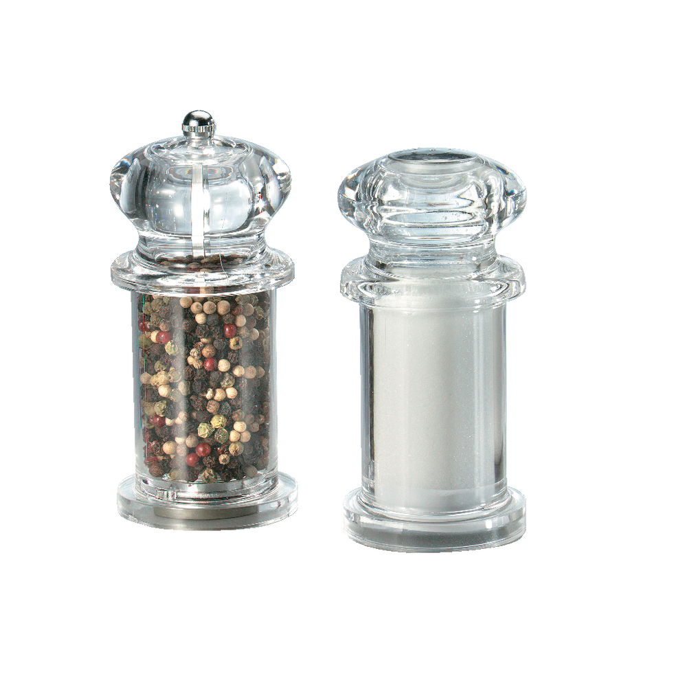 Trudeau Acrylic Combination Salt & Pepper Mill Set, PreFilled, 5.25in