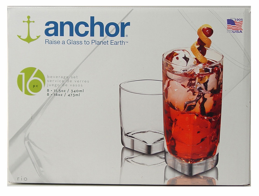 Service de verres Rio d’Anchor Hocking, 16 pièces Canadian Tire