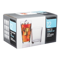 Ringed Glass Tumbler Set, 12-Pcs Front_Angled_Right