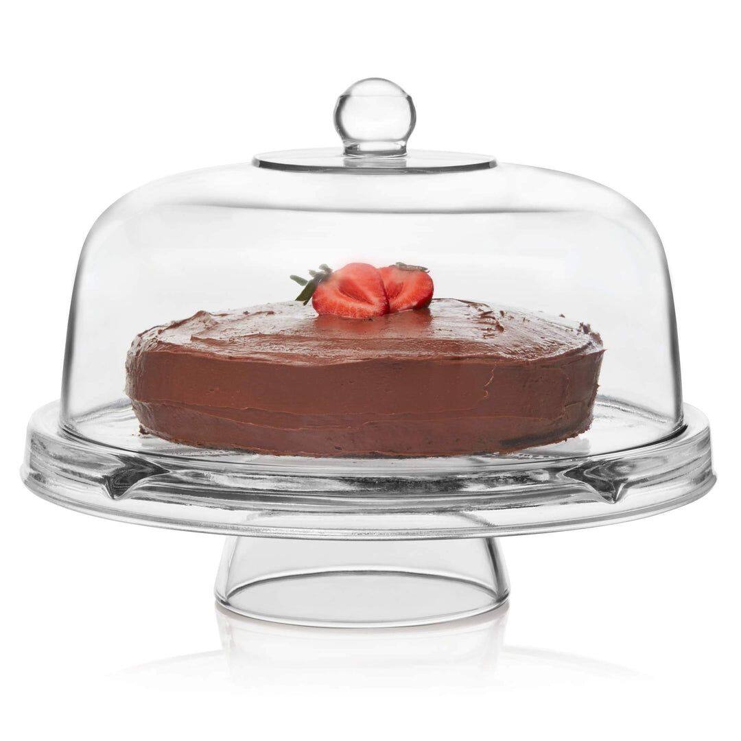 Libbey selene glass discount cake stand with dome