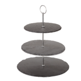 CANVAS 3-Tier Stone Slate Serving Stand, Grey Front_Elevated