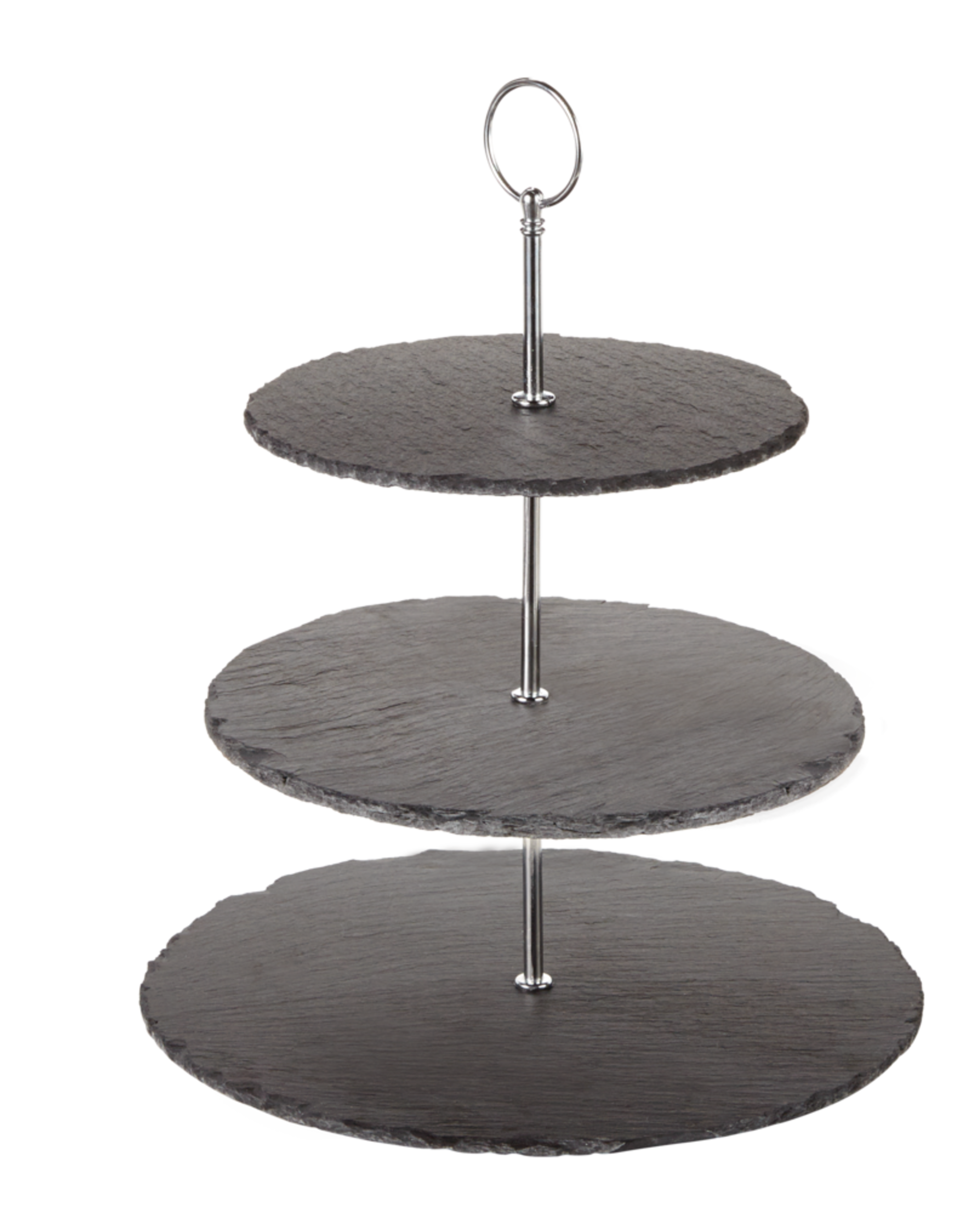 CANVAS 3-Tier Stone Slate Serving Stand, Grey Front_Elevated