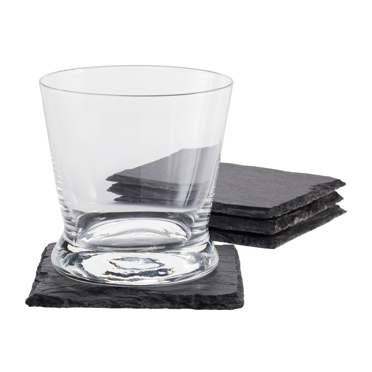 CANVAS Square Stone Slate Drink Coasters SetBlack, 3.5-in, 4-pk